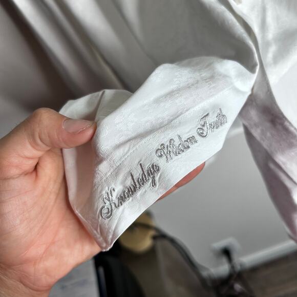 Robert Graham Paisley Contrast Cuff Classic Fit Button Front White Shirt Sz XL - Picture 8 of 11